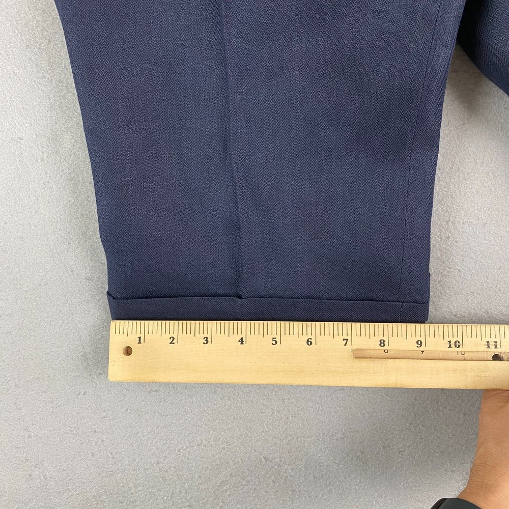 Vtg Polo University Ralph Lauren Mens 33x32 Blue Herringbone Linen Trousers - Picture 15 of 16